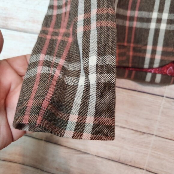 Hugo Boss Women’s Plaid Wool Blend Blazer Pockets Size US 4 Brown Gray - Picture 4 of 13